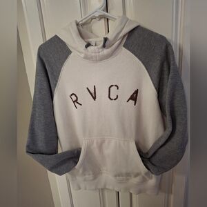 RVCA Cream and Gray Hoodie Small